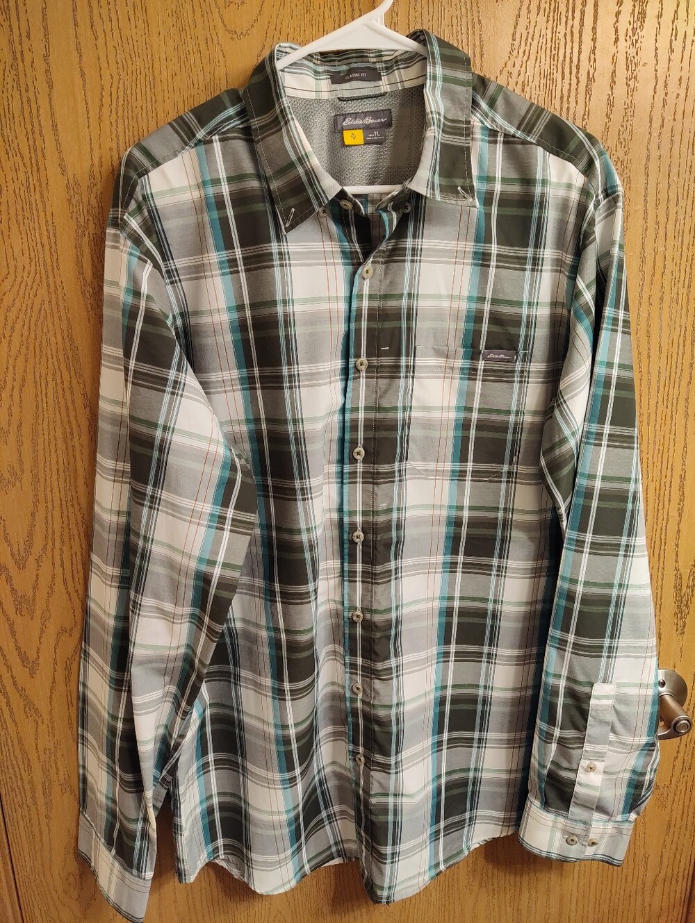 Eddie Bauer Men's Green Plaid Button-Down Shirt